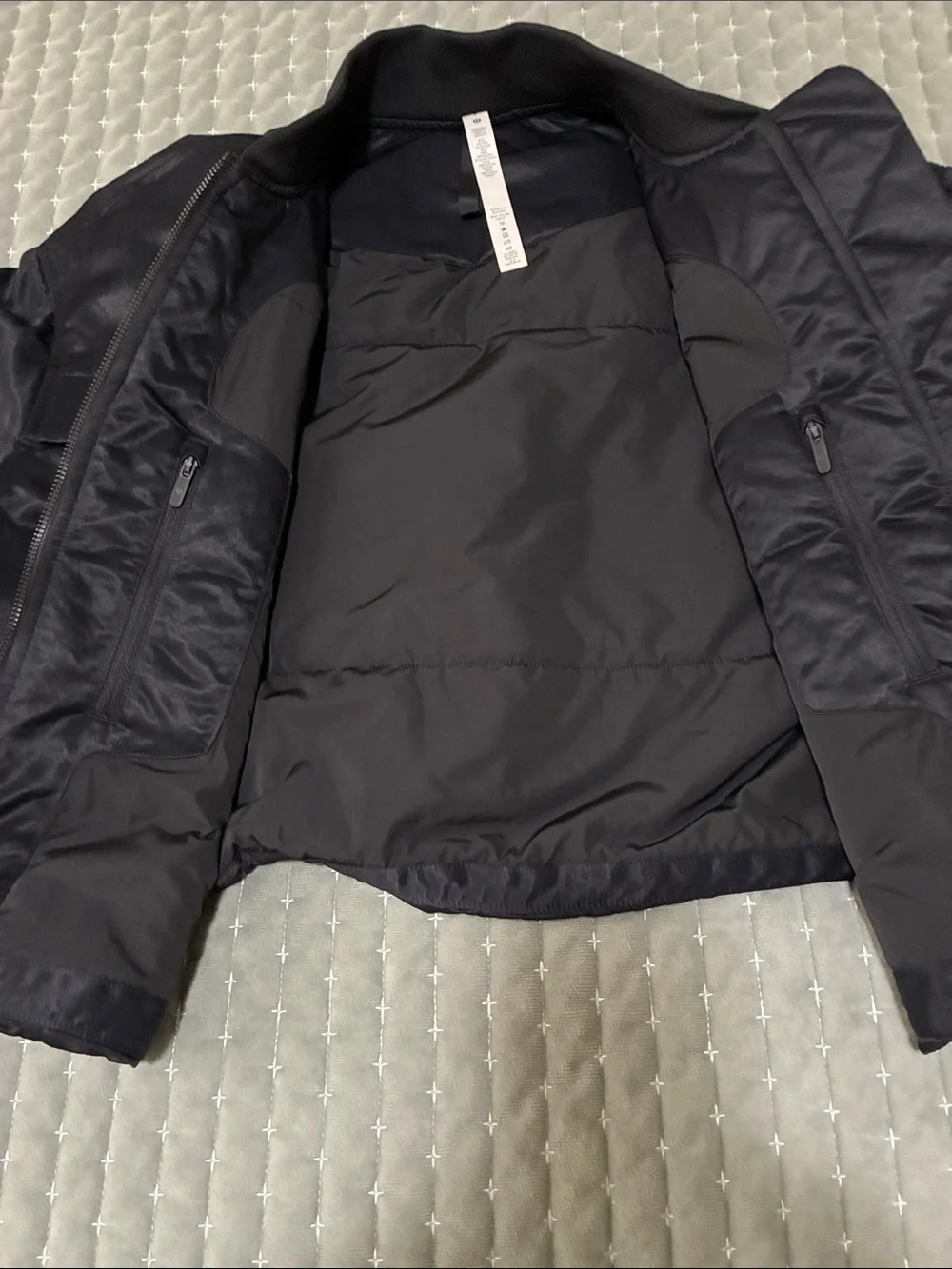 lululemon athletica Black ruched lightly insulated bomber Jacket